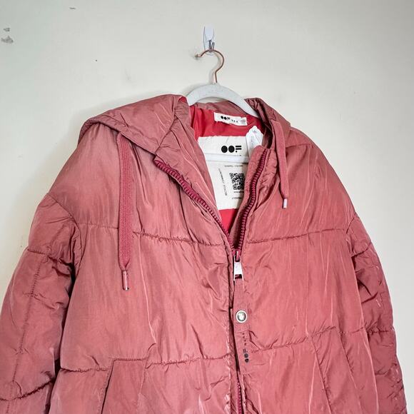 Oof Wear Quilted Puffer Jacket Coat Women’s Size 38 Pink Hooded Full Zip - Picture 3 of 12